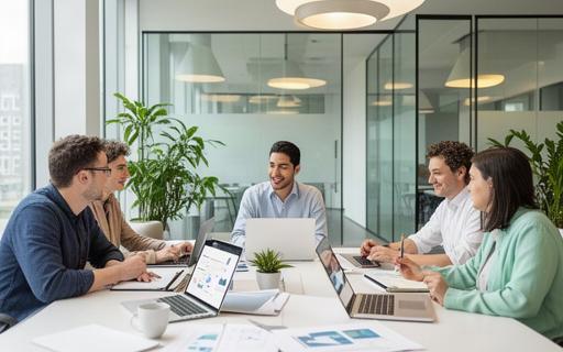 Startup-team in overleg in een modern kantoor in de regio Utrecht